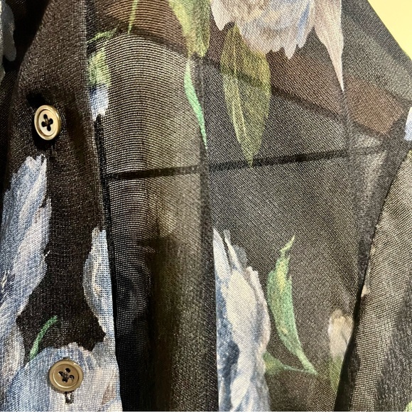 Ellen Tracy Sheer Silk Floral Blouse - Picture 3 of 6